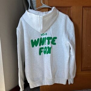 White Fox Boutique White Hoodie with Green Graphic